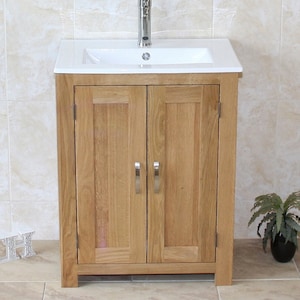 Bathroom Vanity Unit Solid Oak | Ceramic Inset Basin 310INSET