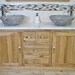 Bathroom Vanity Unit | Solid Oak | With White Marble Top & Stone Bowl 603WMSBC
