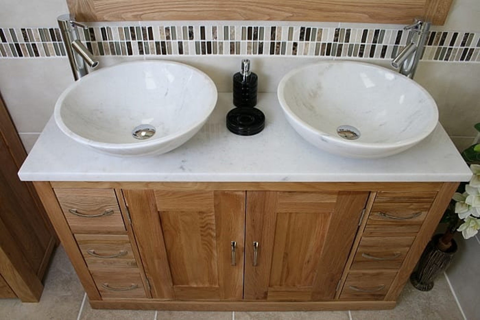 Oak Bathroom Vanity Double Twin Sink Bowl Basin & Etsy UK