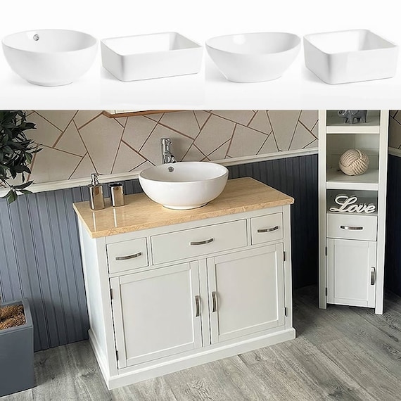 Bathroom Vanity Unit White Painted Cabinet Wash Stand Cream Marble Top Ceramic Basin 1161PCMCBC Etsy Canada