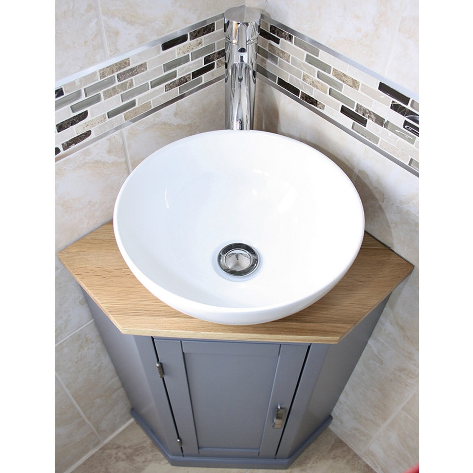 Bathroom Grey Painted Vanity Unit Corner Sink Cabinet With - Etsy UK