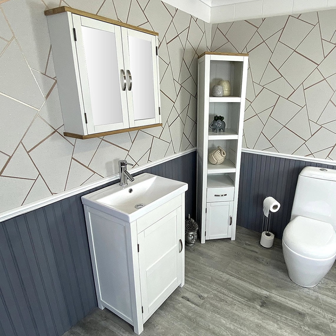 Slimline Bathroom Cabinet Vanity Unit Solid Oak Furniture - Etsy UK