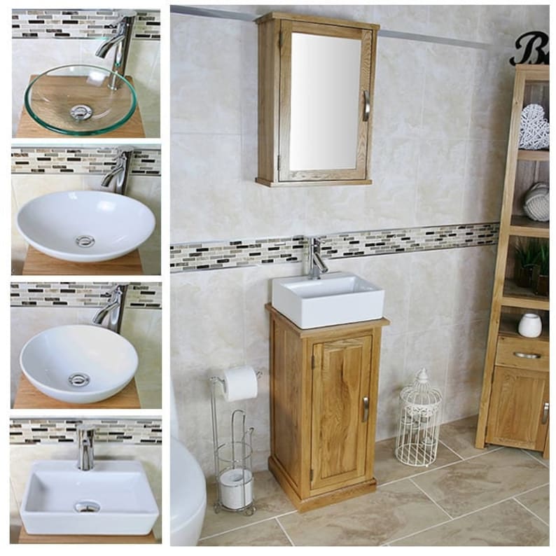 Solid Oak Bathroom Cabinet Cloakroom Basin Vanity Unit Image 0