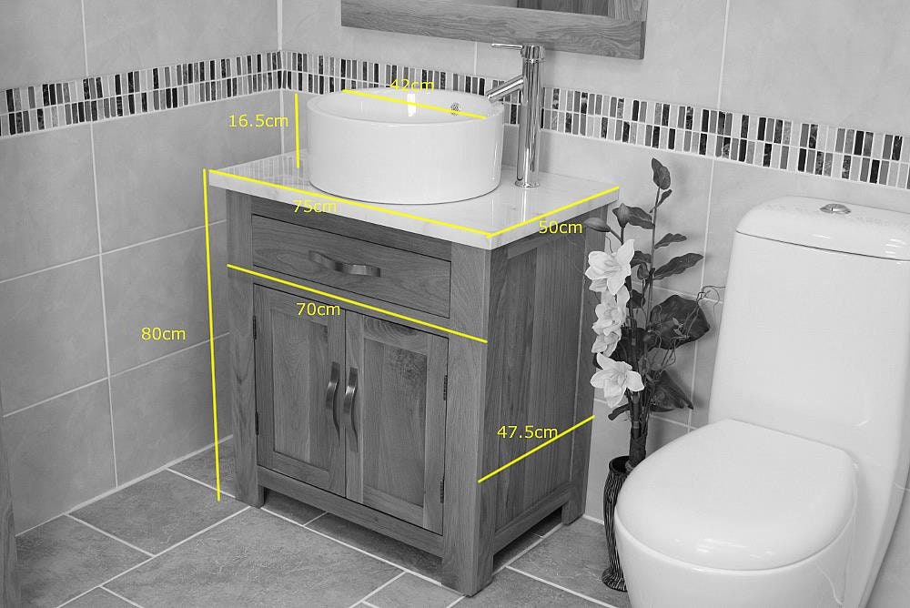 Bathroom Vanity Unit Oak Cabinet Wash Stand White Quartz Ceramic