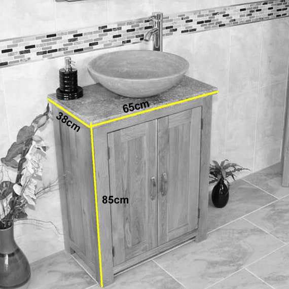 Bathroom Vanity Unit Solid Oak With White Marble Top & - Etsy