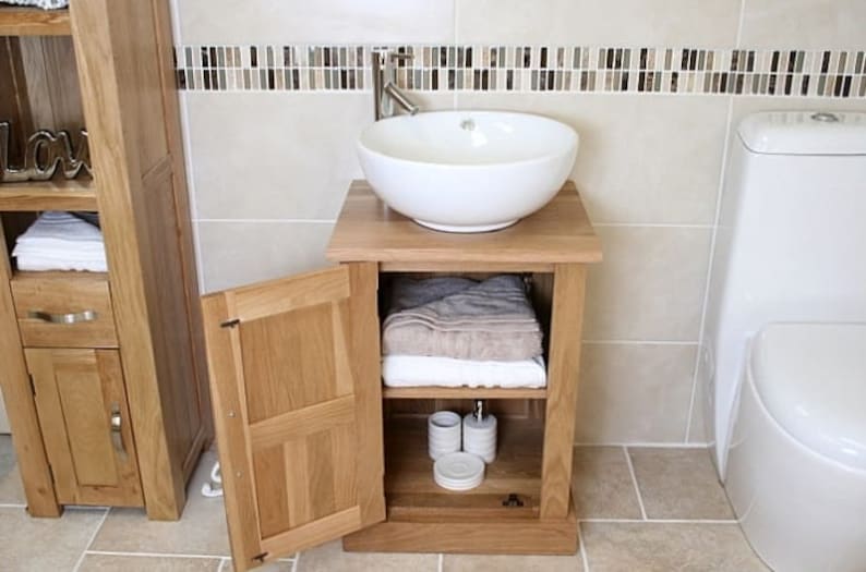 Oak Bathroom Vanity Solid Oak Sink Unit Modern Etsy