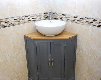 Bathroom Grey Painted Vanity Unit Corner Sink Cabinet With -  Norway