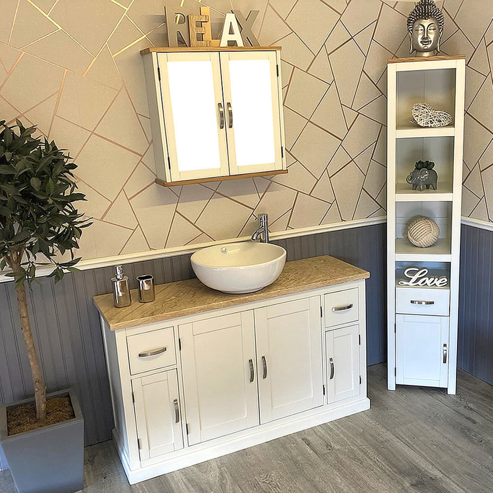 Off White Painted Bathroom Vanity Unit Travertine Top and - Etsy UK