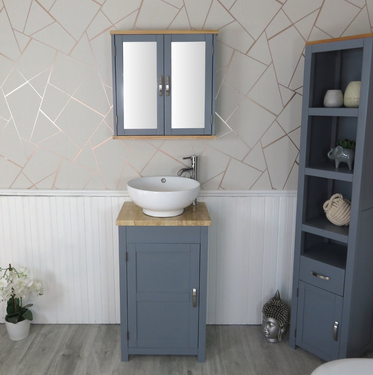 Grey Bathroom Vanity Cabinet Sink Unit Modern Cabinet Wash - Etsy UK