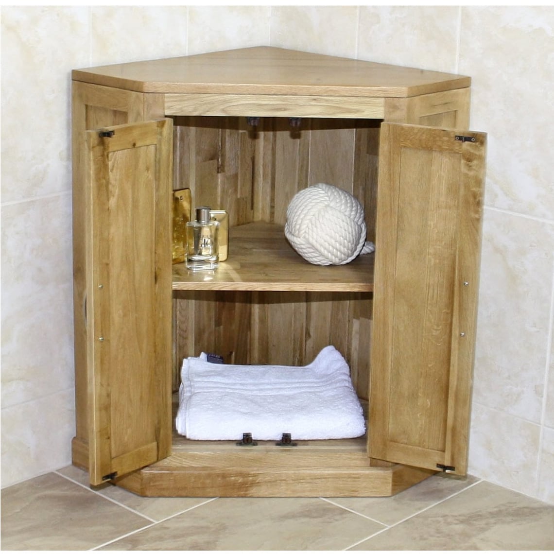 Bathroom Vanity Unit Free Standing Oak Corner Cabinet 501B - Etsy UK