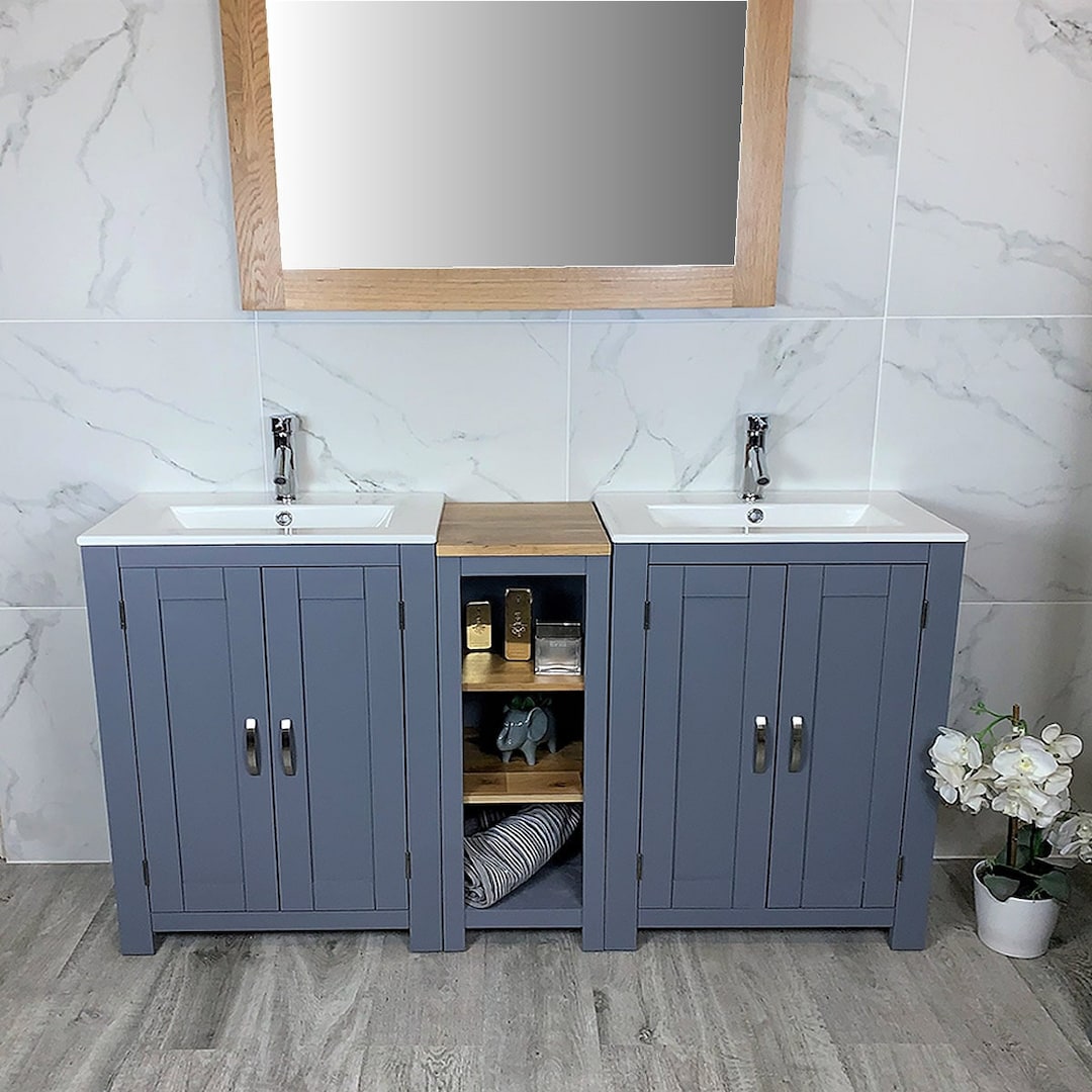 Bathroom Vanity Unit | Sink Washstand Slimline Grey Painted With Inset ...