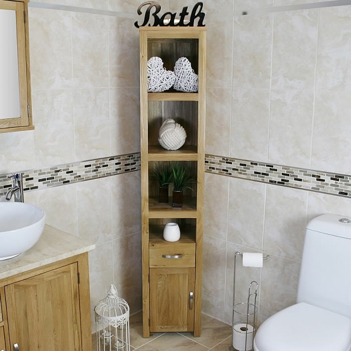 Oak Bathroom Storage Cabinet Rispa