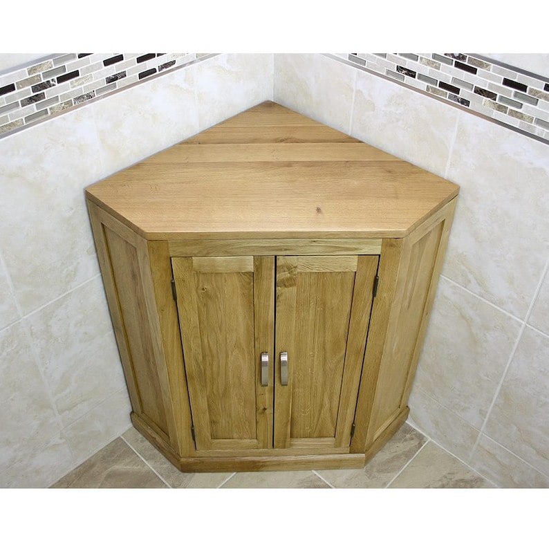 Bathroom Vanity Unit Free Standing Oak Corner Cabinet 501B - Etsy UK