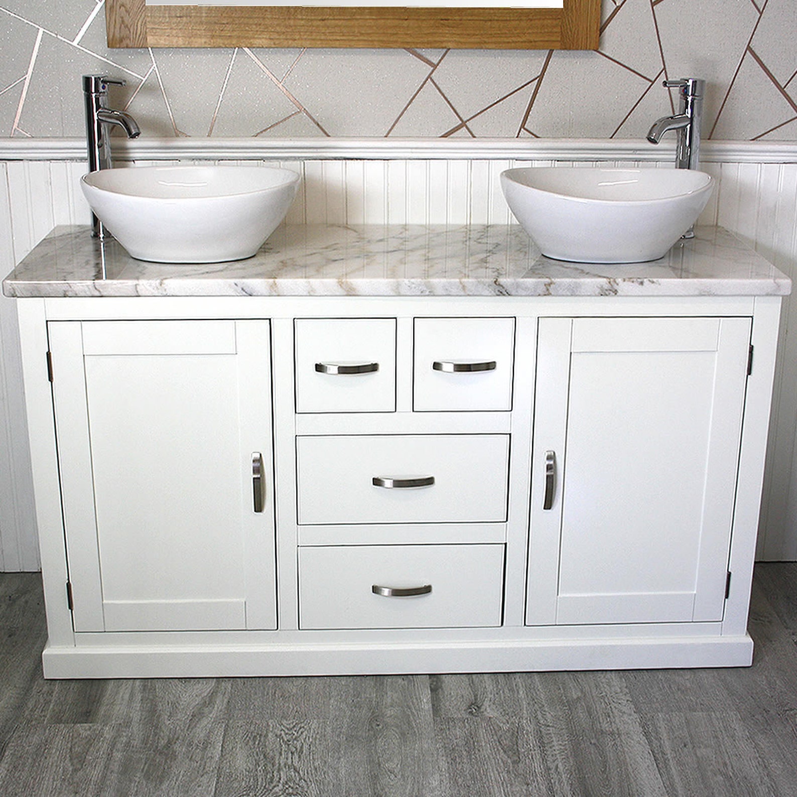 Bathroom Vanity Unit White Painted With White Marble Top & Etsy UK