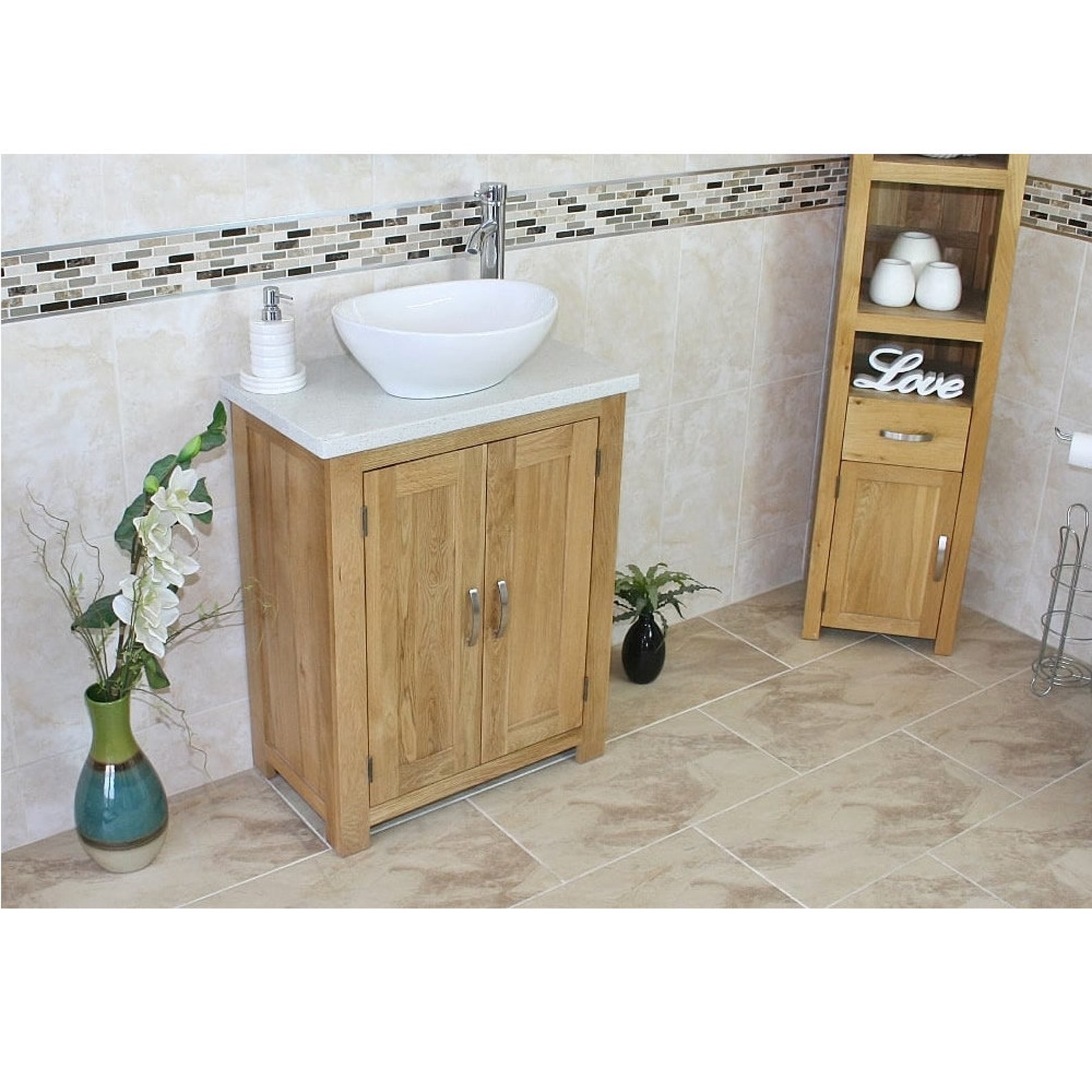 Solid Oak Bathroom Vanity Unit Bathroom Slimline Etsy UK