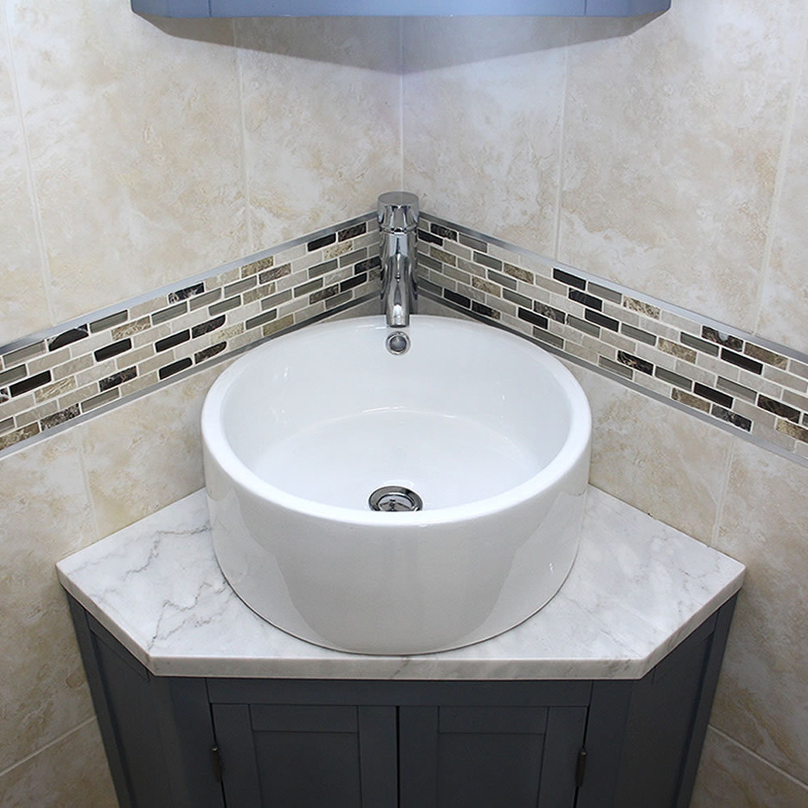 Grey Painted Bathroom Vanity Unit Corner Wash Stand Marble & - Etsy UK