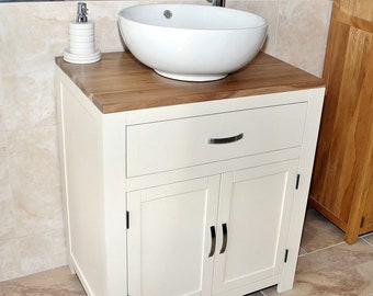 Bathroom Vanity Unit White Wash Stand White Ceramic Basin