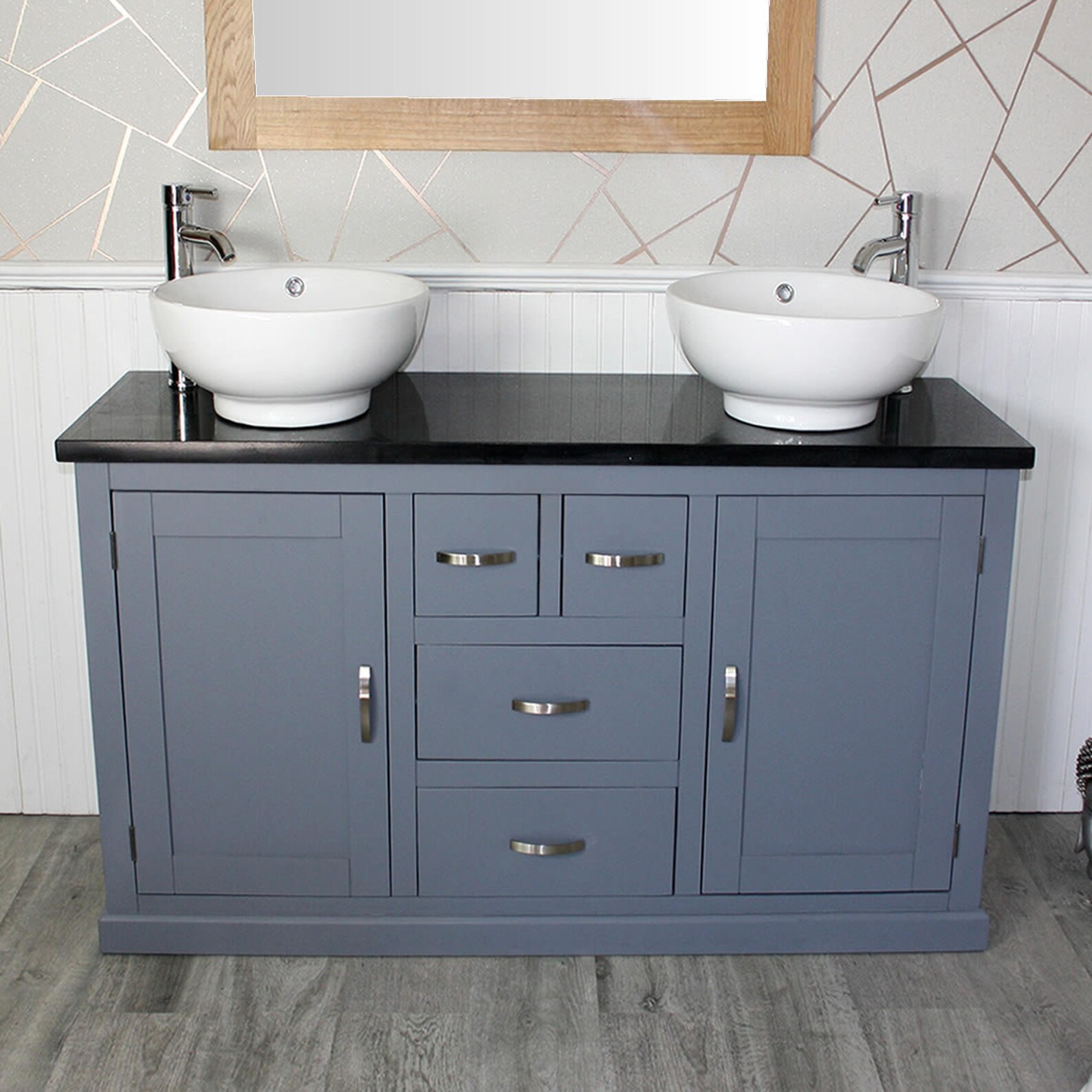 Bathroom Vanity Unit Grey Painted With Black Quartz Top & Etsy