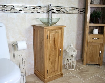 Solid Oak Bathroom Furniture | Bathroom Basin Cabinet | Oak Bathroom Sink Unit 500CBC