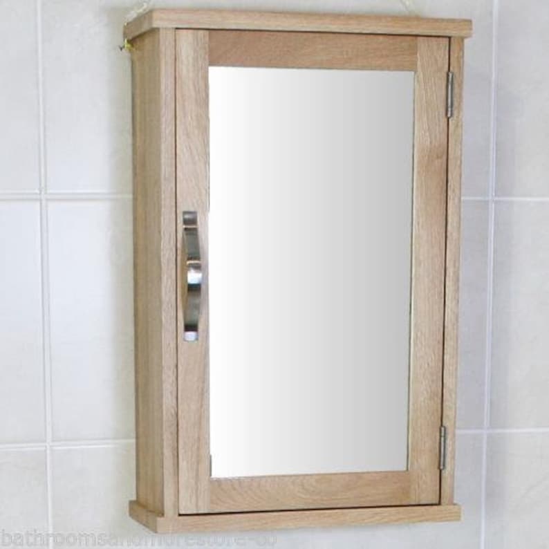 Oak Wall Mounted Mirrored Bathroom Overhead Unit Etsy UK