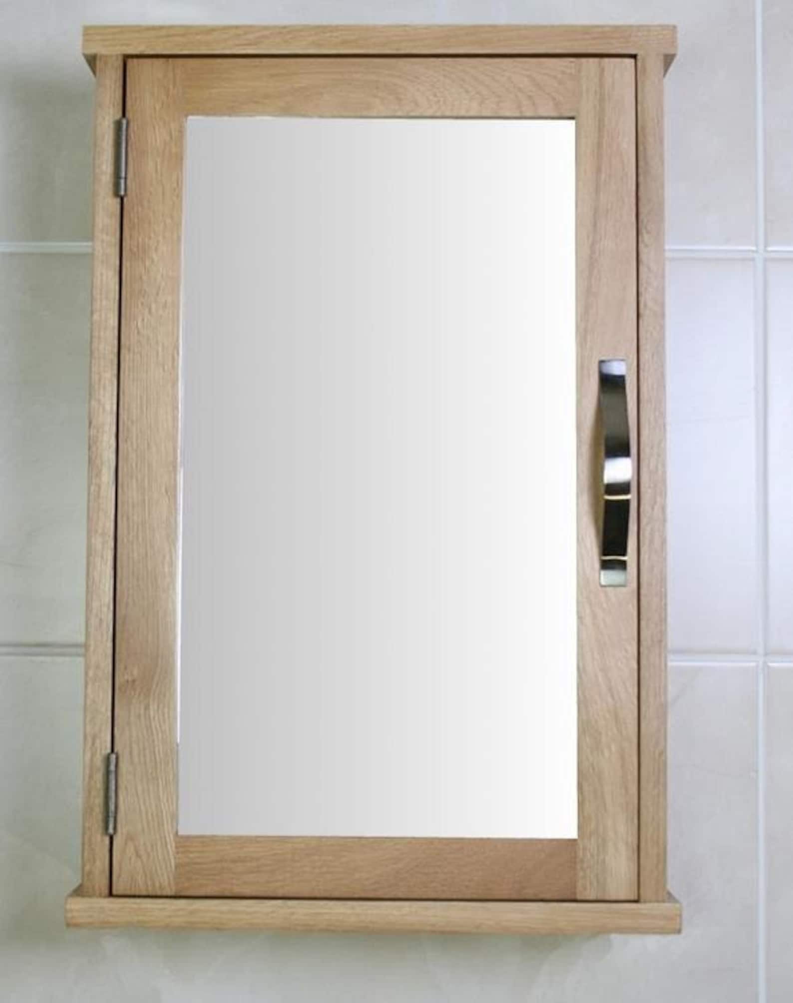 Oak Wall Mounted Mirrored Bathroom Cabinet Overhead Unit | Etsy UK