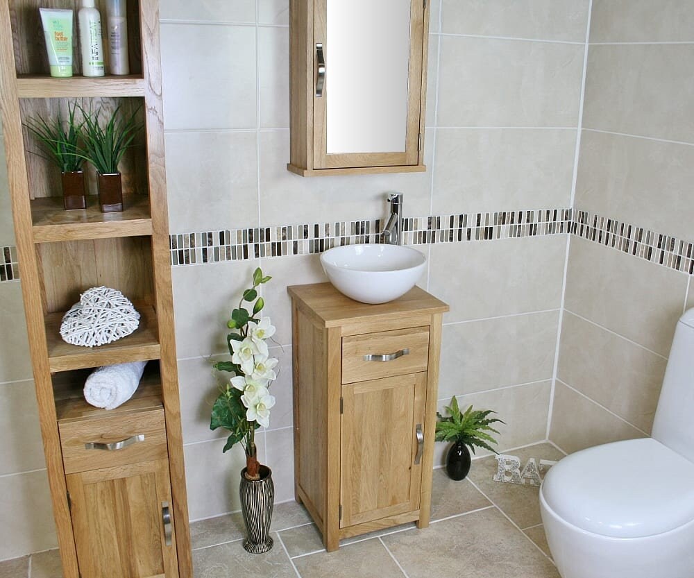 Solid Oak Bathroom Cabinet Small Bathroom Vanity Units Mirror