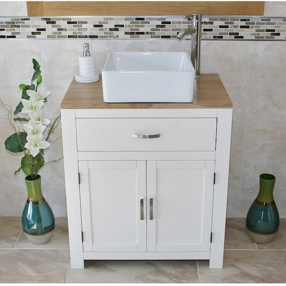 Bathroom Vanity Unit White Wash Stand White Ceramic Basin 502PCBC