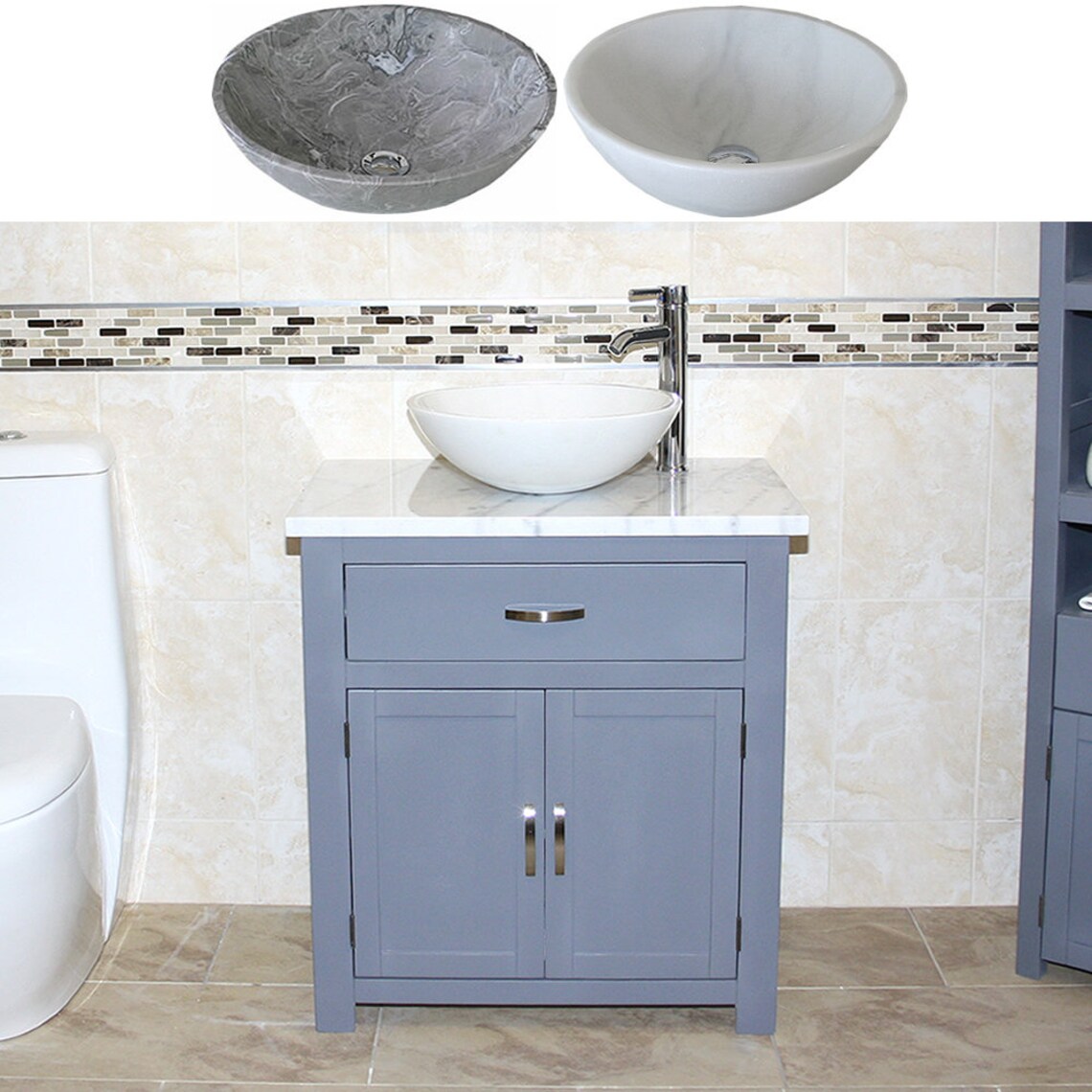 Bathroom Grey Painted Vanity Unit Oak Wash Stand White Etsy UK