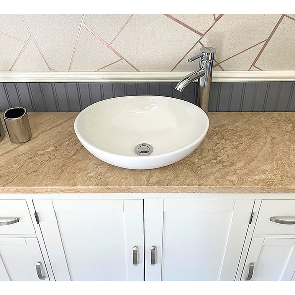 Off White Painted Bathroom Vanity Unit Travertine Top and - Etsy UK