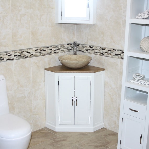 Mueble de tocador de baño blanco Mueble de lavabo de esquina y lavabo de  piedra de mármol 501BPSBC -  México