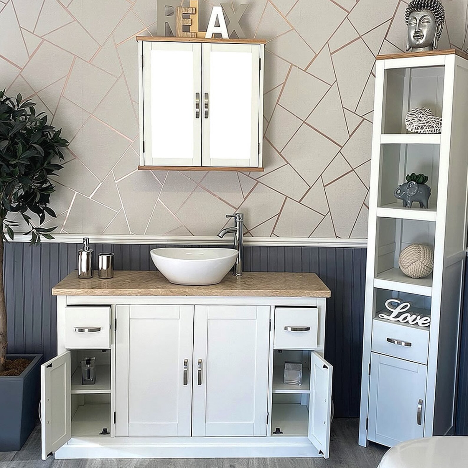 Off White Painted Bathroom Vanity Unit Travertine Top and - Etsy UK