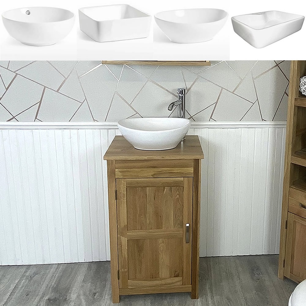 Small Compact Oak Bathroom Modern Vanity Cabinet and Ceramic Basin 308 Etsy