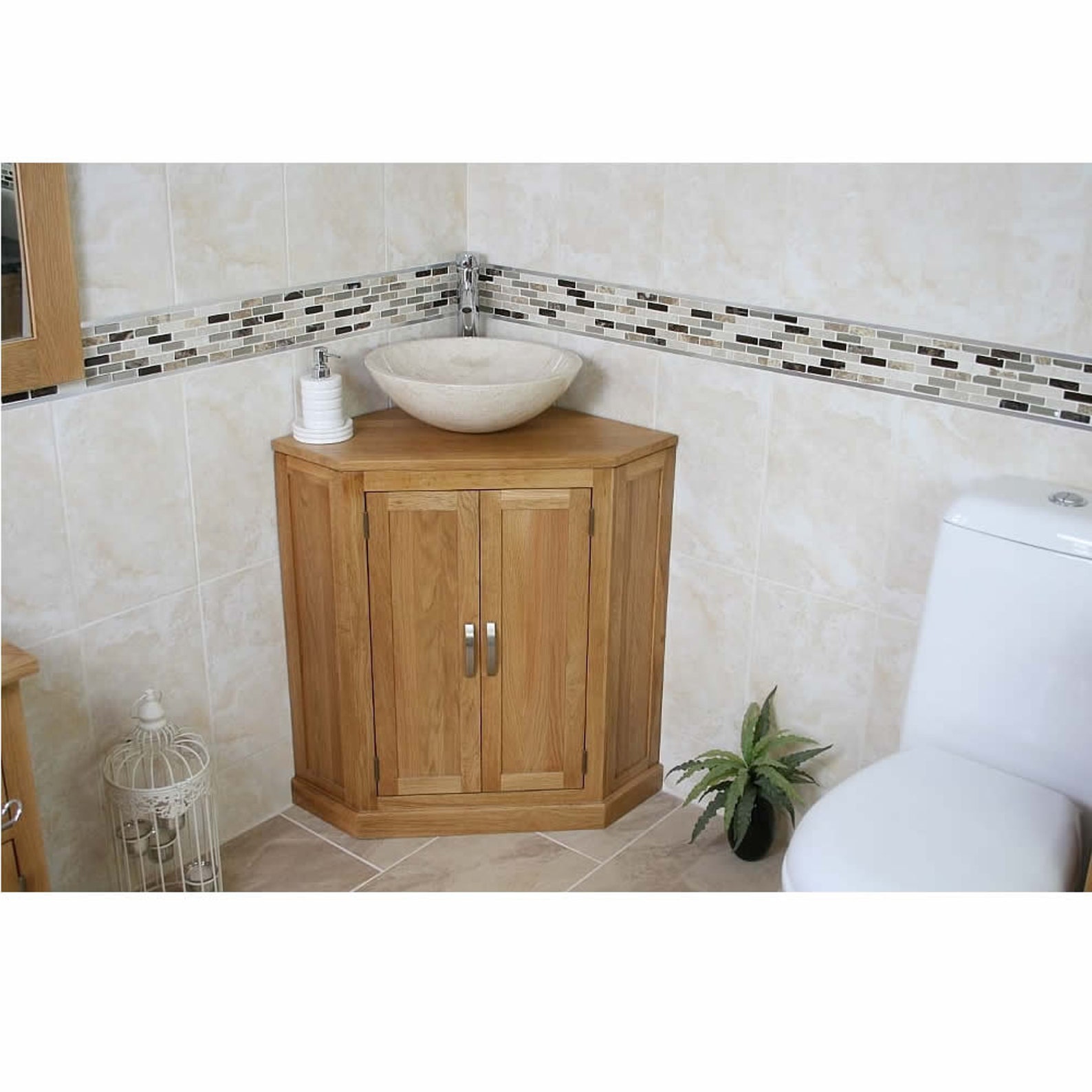 Bathroom Vanity Unit Oak Cabinet Corner Wash Stand & Marble - Etsy UK