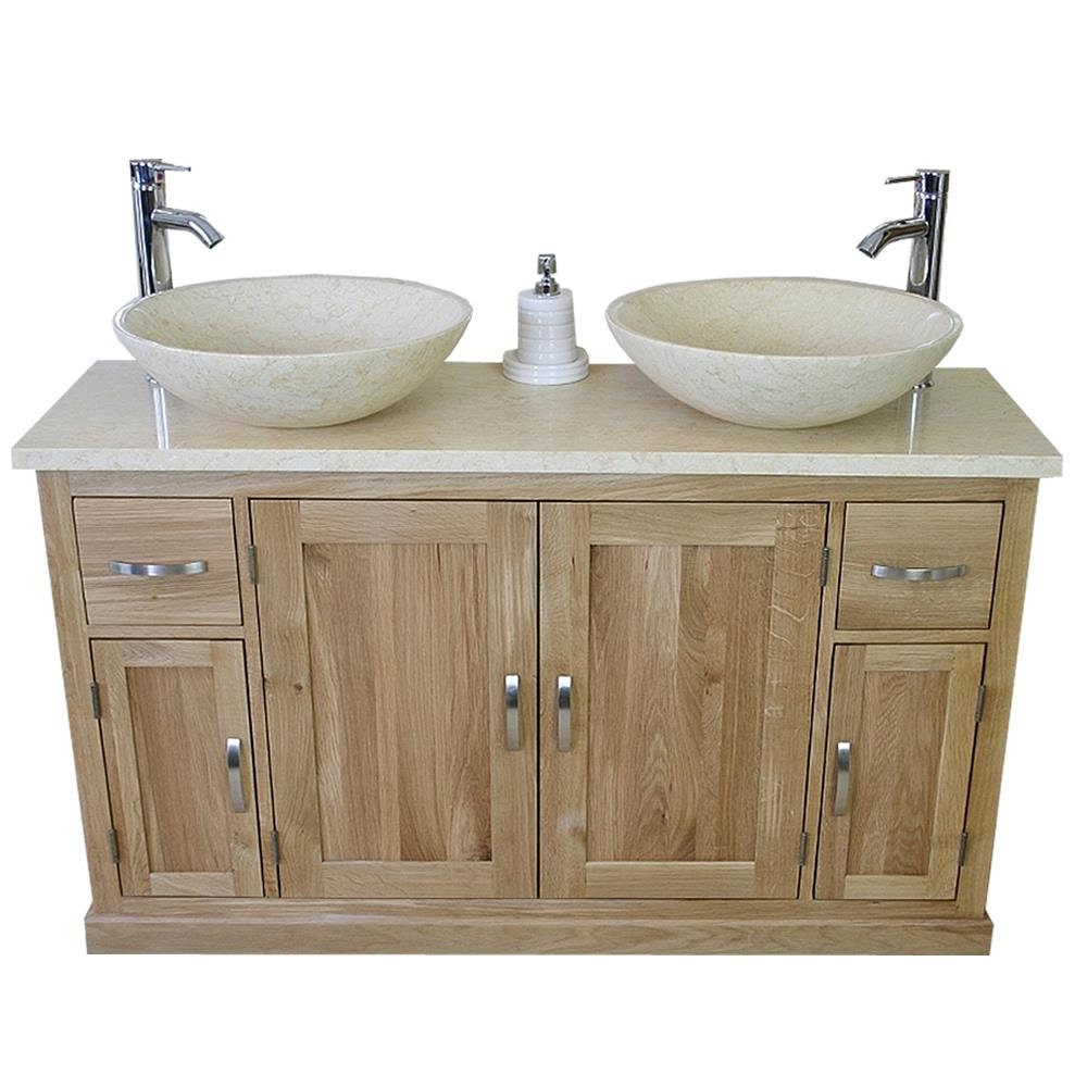 Oak Bathroom Vanity Double Twin Sink Bowl Basin & Etsy UK