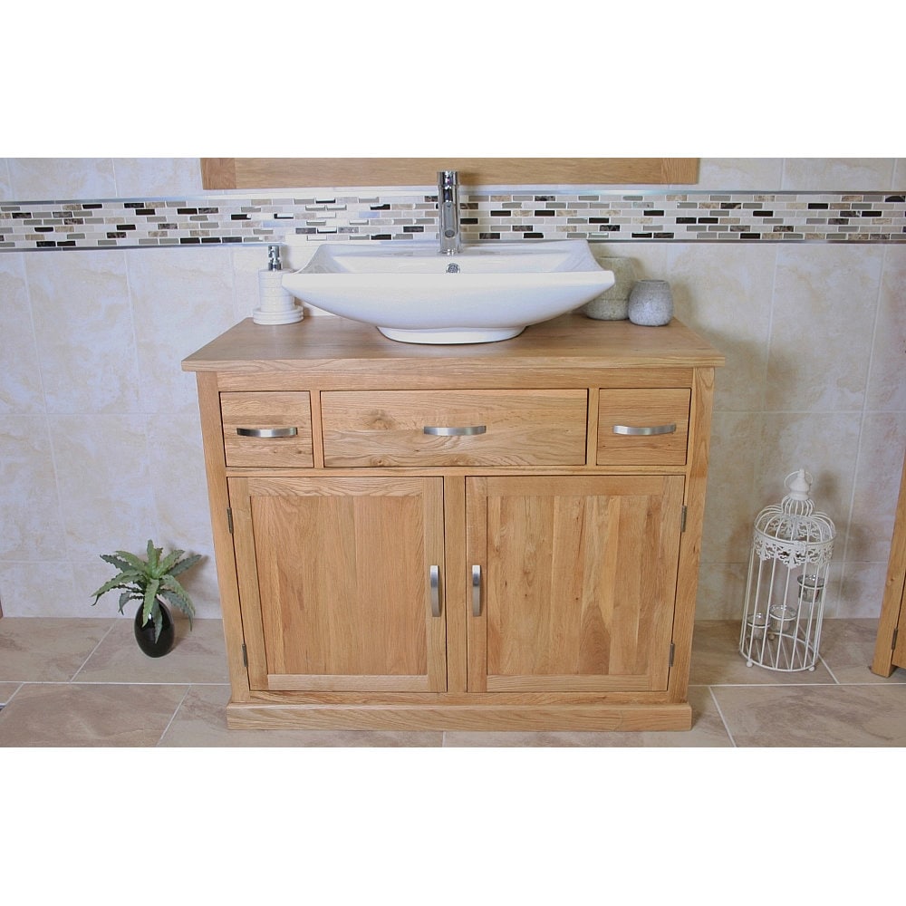 Bathroom Vanity Unit Furniture Wash Stand Oak & White Etsy UK