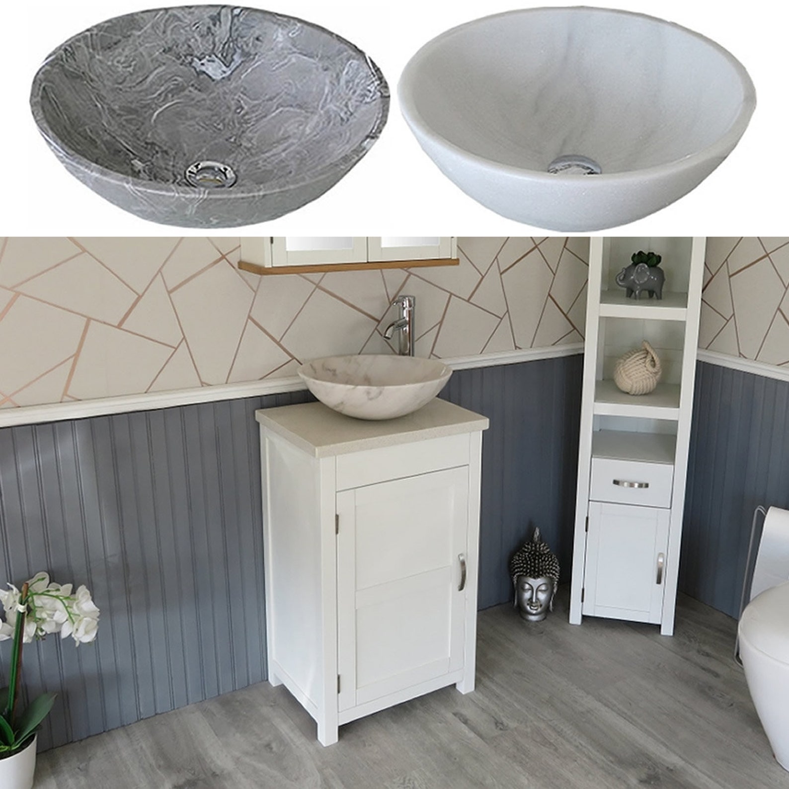 Cloakroom Bathroom Vanity Unit White Quartz Marble Etsy UK