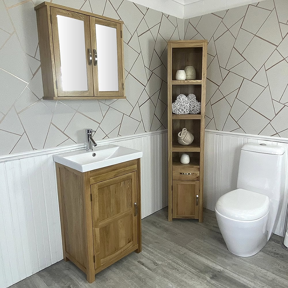 Slimline Bathroom Vanity Unit Solid Oak Furniture Etsy UK