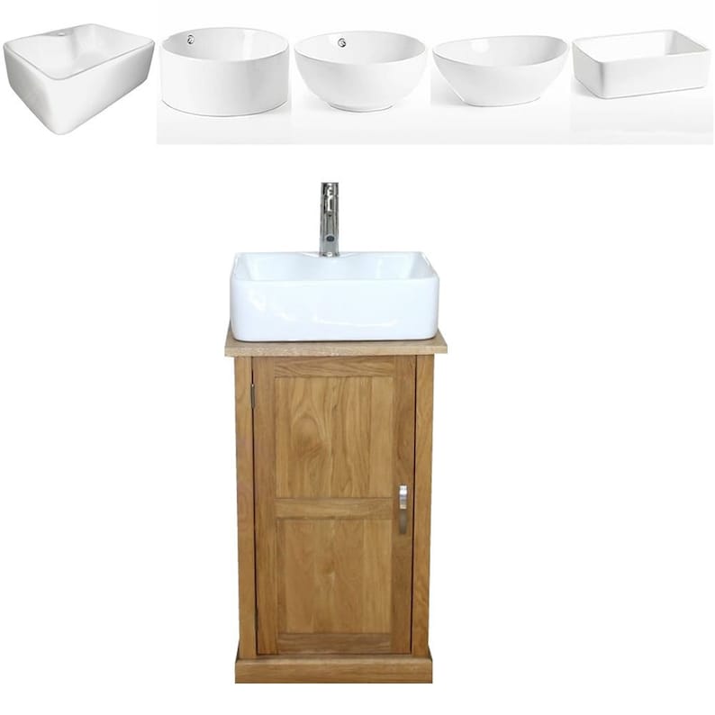 Oak Bathroom Vanity Cabinet Solid Sink Unit Modern Image 0