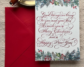 Good Tidings - Calligraphy Letterpress Printed Christmas Card