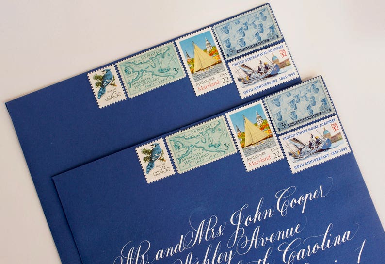 Vintage Stamp Set For 10 Wedding Invitations 2 Ounces Etsy