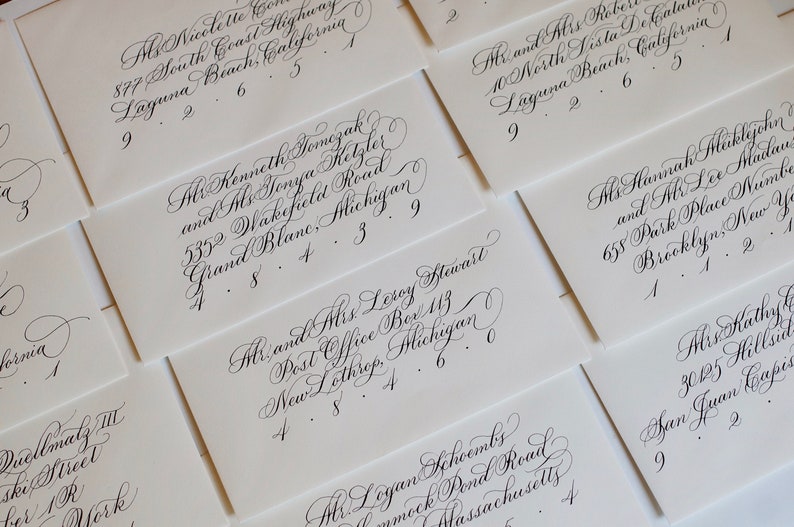 Envelope Calligraphy Classic Copperplate Calligraphy on Light Colored Envelopes for your Wedding or Event Elegant, Timeless Lettering image 8