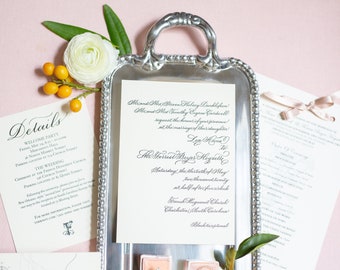 100 Calligraphy Wedding Invitations: Custom Copperplate, Flat or Raised Print