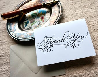 Thank you Card - Hand Calligraphy Letterpress Printed Greeting Card