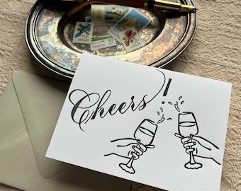 Cheers! - Hand Calligraphy Letterpress Greeting Card