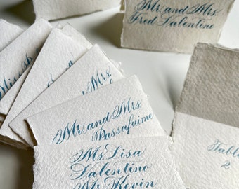 Calligraphy Escort cards in Copperplate Calligraphy for your Wedding or Event