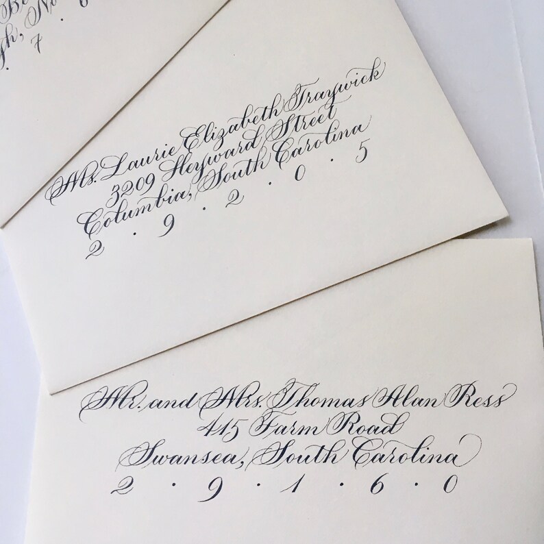 Envelope Calligraphy Classic Copperplate Calligraphy on Light Colored Envelopes for your Wedding or Event Elegant, Timeless Lettering image 3