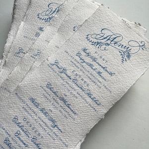 Kalligraphie-Menüs für Ihre Hochzeit oder Ihr Event - Benutzerdefinierte Kalligraphie-Menüs
