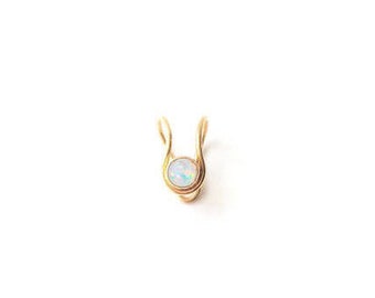 Moon Dust Ear Cuff, Opal Gold Plated Sterling Silver Ear Cuff, Elegant Gemstone Jewelry, Handmade Artisan Jewelry Gift, Unique Boho Jewelry