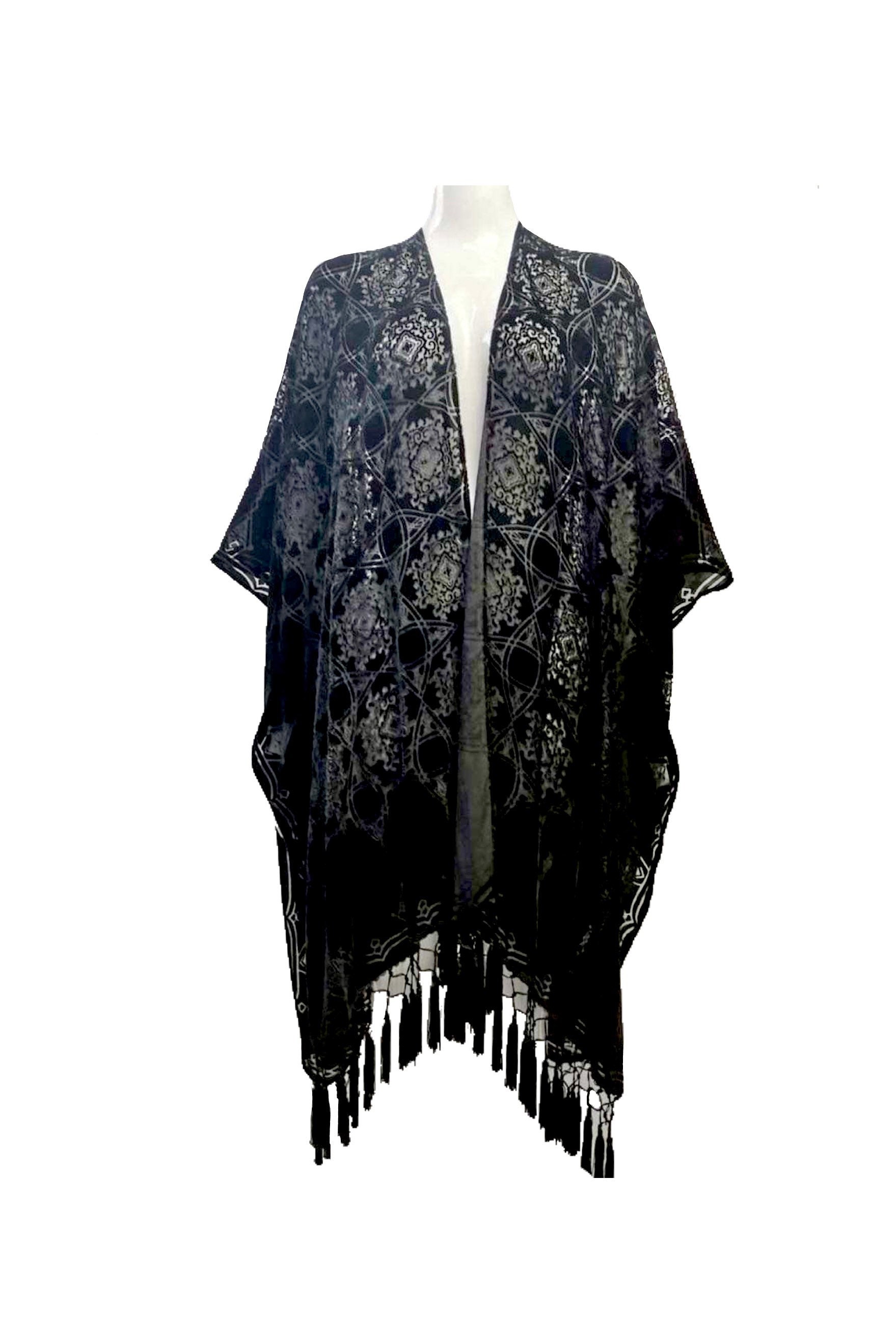 Kaftan Kimono Loose Fitting Long Velvet Burnout see Specs | Etsy