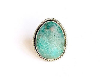 Turquoise Sterling Silver Ring, Handmade Artisan Jewelry Gift, Natural Gemstone Sterling Silver Ring, Boho Turquoise Gemstone Ring For Women